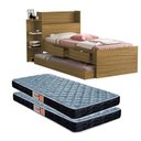 Ver imagem 1 de Cama Solteiro com Auxiliar Isa Nature de Mdf com Gavetas Nichos e Baú + 2 Colchões D20