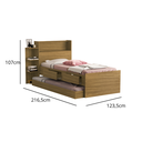 Ver imagem 2 de Cama Solteiro com Auxiliar Isa Nature de Mdf com Gavetas Nichos e Baú + 2 Colchões D20