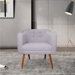 Poltrona Julia Linho Flocos A91 Pés Palito Castanho - D'Rossi - 2