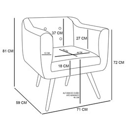 Poltrona Julia Linho Flocos A91 Pés Palito Castanho - D'Rossi - 6