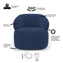 Ver imagem 3 de Kit 02 Poltronas Giratória e 01 Sofá Orgânico Glee 02 Lugares 140cm Veludo Azul Marinho - Desk Desig