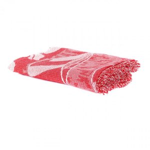 Cobertor Casal King Vermelho com Branco em fios de algodão