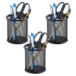 Organizador Porta Lapis Aramado Kit 3 Unidades Telado Caneta Mesa Bancada Escritorio Home Office Tra