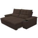 Ver imagem 2 de Sofá Retrátil Reclinável para Sala de Estar Living 210cm Ártico F04 Veludo Marrom - Lyam Decor