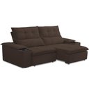 Ver imagem 1 de Sofá Retrátil Reclinável para Sala de Estar Living 210cm Ártico F04 Veludo Marrom - Lyam Decor