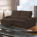 Ver imagem 6 de Sofá Retrátil Reclinável para Sala de Estar Living 210cm Ártico F04 Veludo Marrom - Lyam Decor