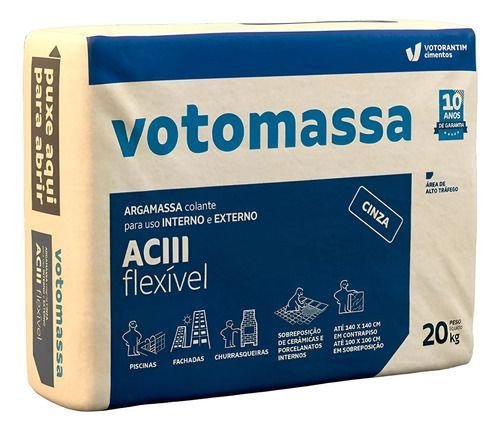 Argamassa Ac3 Votomassa Flexível Intern Externa Cinza 20kg | MadeiraMadeira