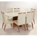 Ver imagem 1 de Mesa de jantar + 6 cadeiras Paris tampo Atenas 160cm Palha