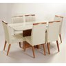 Mesa de jantar + 6 cadeiras Paris tampo Atenas 160cm Palha - 1