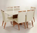 Ver imagem 1 de Mesa de jantar + 6 cadeiras Paris tampo Atenas 160cm Palha