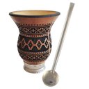 Ver imagem 1 de Kit Cuia de Porongo Natural com Pé e Bomba Inox Lisa 21cm para Chimarrão Tererê