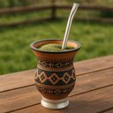 Ver imagem 2 de Kit Cuia de Porongo Natural com Pé e Bomba Inox Lisa 21cm para Chimarrão Tererê