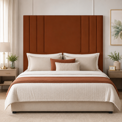 Cabeceira Suede 140 cm Casal Moderna Frame Estofada Cama Box:Terracota
