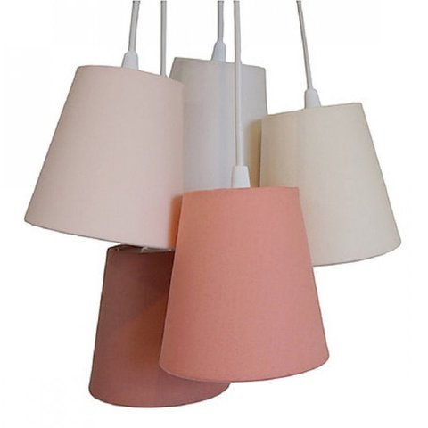 Lustre Pendente Cacho 5 Cúpulas Cores Suaves