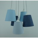Ver imagem 3 de Lustre Pendente 5 Cúpulas Quarto de Menino Crie Casa Azul e Branco