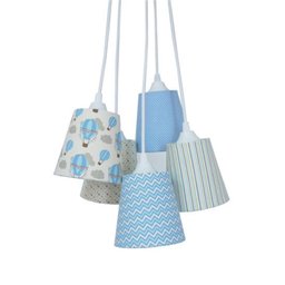 Lustre Pendente Quarto de Menino Balão Crie Casa Azul e Bege - 1
