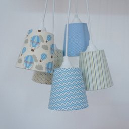Lustre Pendente Quarto de Menino Balão Crie Casa Azul e Bege - 2