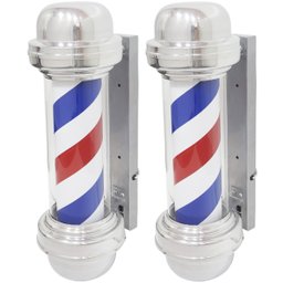 2 Barber Pole Poste Barbearia Giratório Iluminado 55cm Pequeno Barbeiro Colorido Megan Sb55 - 110v - 1
