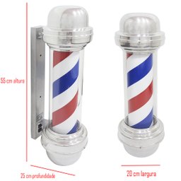 2 Barber Pole Poste Barbearia Giratório Iluminado 55cm Pequeno Barbeiro Colorido Megan Sb55 - 110v - 2