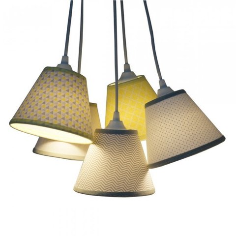 Lustre Pendente Bebê Mini Chevron Crie Casa Cinza e Amarelo