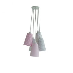 Lustre Pendente Quarto de Menina Rosa e Cinza - 2