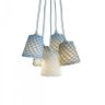 Lustre Pendente Crochê Crie Casa Cinza, Azul e Branco - 1