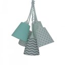 Ver imagem 3 de Lustre Pendente Cacho Quarto Bebê Crie Casa Cinza, Branco e Verde Água