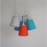 Lustre Pendente Mix Tecidos Bebê Chevron Crie Casa Cinza, Azul e Laranja - 4