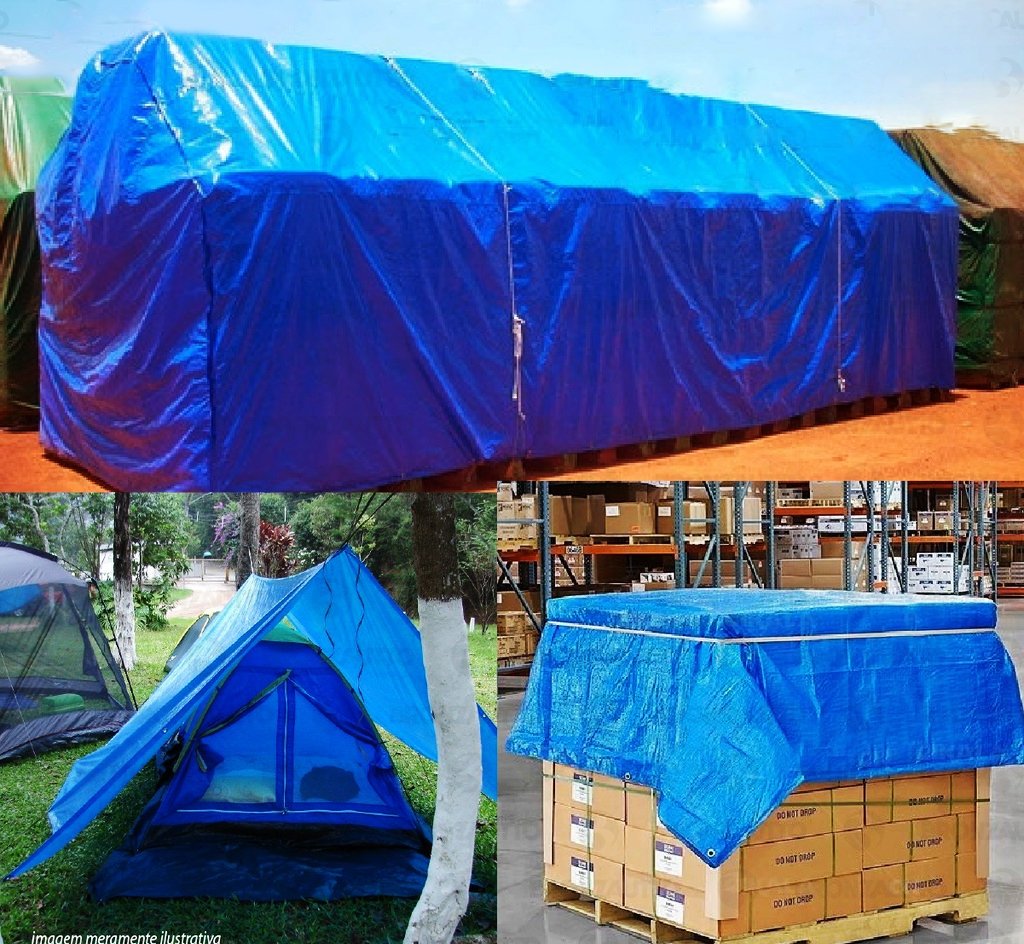 Lona Impermeável 3x3 M Plástica Azul Para Telhados Camping - 3