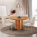 Ver imagem 1 de Sala de Jantar Mesa Selene com 4 Cadeiras Moderna Mobilia Linho Off/cinamomo Imbuia/prata
