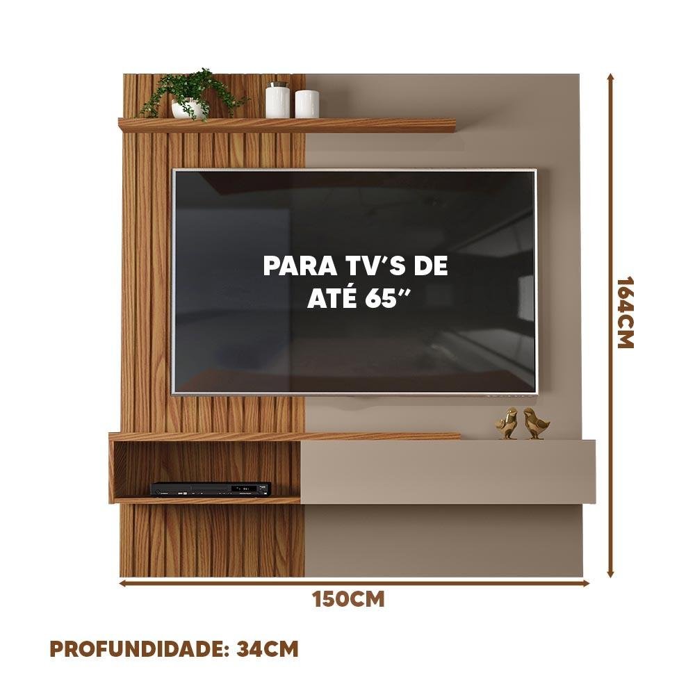 Painel para Tv de 65 Polegadas em Carvalho Nobre Tito | MadeiraMadeira