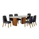Ver imagem 1 de Conjunto Sala de Jantar Ísis 2,00m com 6 Cadeiras Tampo Orgânico Off White c/ Vidro Cinamomo/Linho C