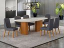 Ver imagem 7 de Conjunto Sala de Jantar Ísis 2,00m com 6 Cadeiras Tampo Orgânico Off White c/ Vidro Cinamomo/Linho C
