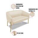 Ver imagem 4 de Sofá Namoradeira 2 Lugares Pé de Ferro Dourado Stella Corino Bege D03 - D'Rossi