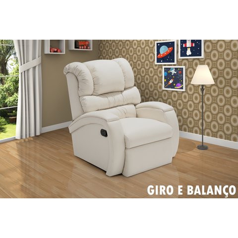 Poltrona Reclinável Imperial Zero Wall com Balanço e Giro Corano:gelo 308