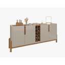 Ver imagem 3 de Aparador Buffet Sala 190cm Liz 4 Portas com Adega com Pés de Madeira Offwhite com Cedro - Rede Móvei