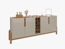 Ver imagem 3 de Aparador Buffet Sala 190cm Liz 4 Portas com Adega com Pés de Madeira Offwhite com Cedro - Rede Móvei