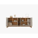 Ver imagem 5 de Aparador Buffet Sala 190cm Liz 4 Portas com Adega com Pés de Madeira Offwhite com Cedro - Rede Móvei