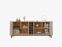 Ver imagem 5 de Aparador Buffet Sala 190cm Liz 4 Portas com Adega com Pés de Madeira Offwhite com Cedro - Rede Móvei