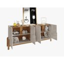Ver imagem 4 de Aparador Buffet Sala 190cm Liz 4 Portas com Adega com Pés de Madeira Offwhite com Cedro - Rede Móvei