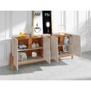 Ver imagem 2 de Aparador Buffet Sala 190cm Liz 4 Portas com Adega com Pés de Madeira Offwhite com Cedro - Rede Móvei