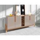 Ver imagem 1 de Aparador Buffet Sala 190cm Liz 4 Portas com Adega com Pés de Madeira Offwhite com Cedro - Rede Móvei