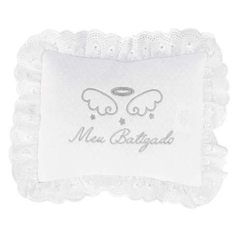 Almofada Bebê Meu Batizado Branco - Hug