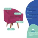 Ver imagem 4 de Poltrona Decorativa Jade Design Moderno Sala de Estar Quarto Escritório Confortável Luxo Pés Palito