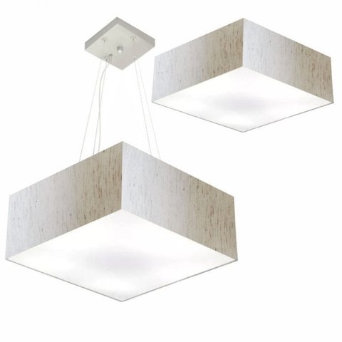 Kit Plafon Quad Md-3002 Pendente Md-4032 Cupula Tec 15/50x50cm Linho Bege