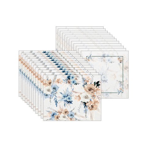 Kit Jogo Americano + Guardanapo Boho Azul/ambar - 12 Peças