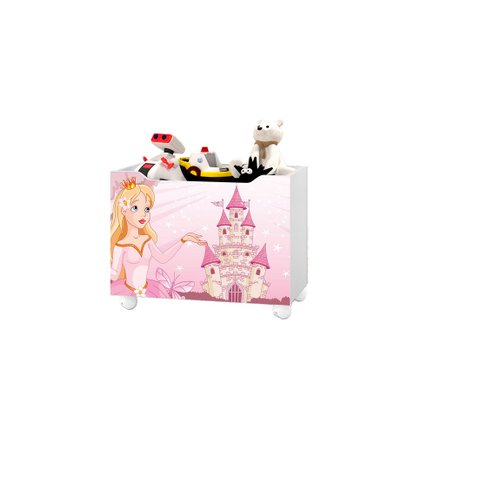 Organizador Baú Infantil Caixa para Brinquedo com Rodízio Multiuso Lara:rosa/princesa