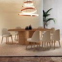 Ver imagem 1 de Mesa de Jantar Suiça 220cm Madeira Tampo Laminado Orgânico Veludo Bege / Imbuia Nat.