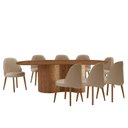 Ver imagem 2 de Mesa de Jantar Suiça 220cm Madeira Tampo Laminado Orgânico Veludo Bege / Imbuia Nat.