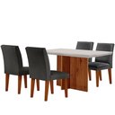 Ver imagem 2 de Sala de Jantar Mesa Olimpia 120 Tampo em Mdf Vidro Canto Reto com 4 Cadeiras Grecia
